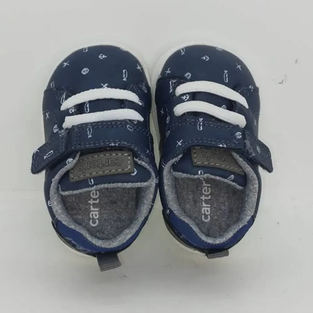 CARTERS PARK-BP Boys Navy Blue Easy Close Sneakers - Size: 2 months